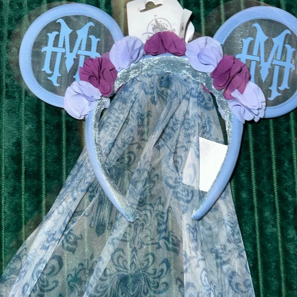 Disney Parks Haunted Mansion Blue and Purple Floral Headband